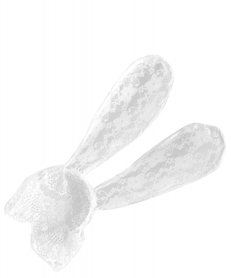 Laced Long Ear with Veil Halloween Headband HN400153 WHITE